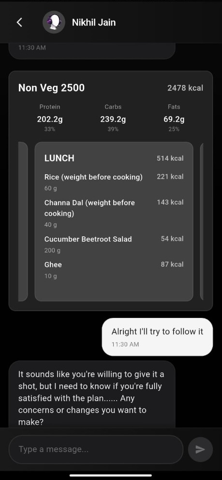 Chat with virtual coach in minusComfort