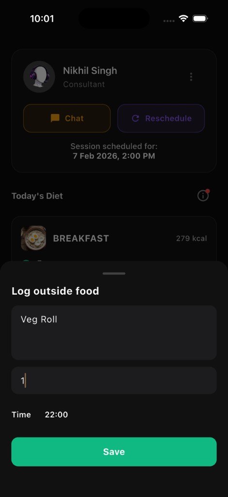 Log meals and stay on track in minusComfort
